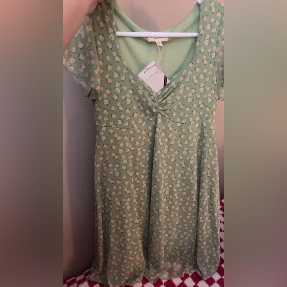 pastel green super soft floral dress